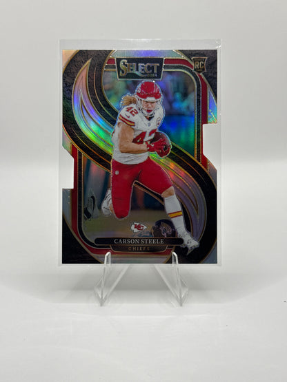 Carson Steele (Rookie) #142 Silver Prizm Die-Cut Premier Level