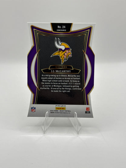 J.J. McCarthy (Rookie) #24 Silver Prizm Die-Cut Concourse Level 2024 Panini - Select Football