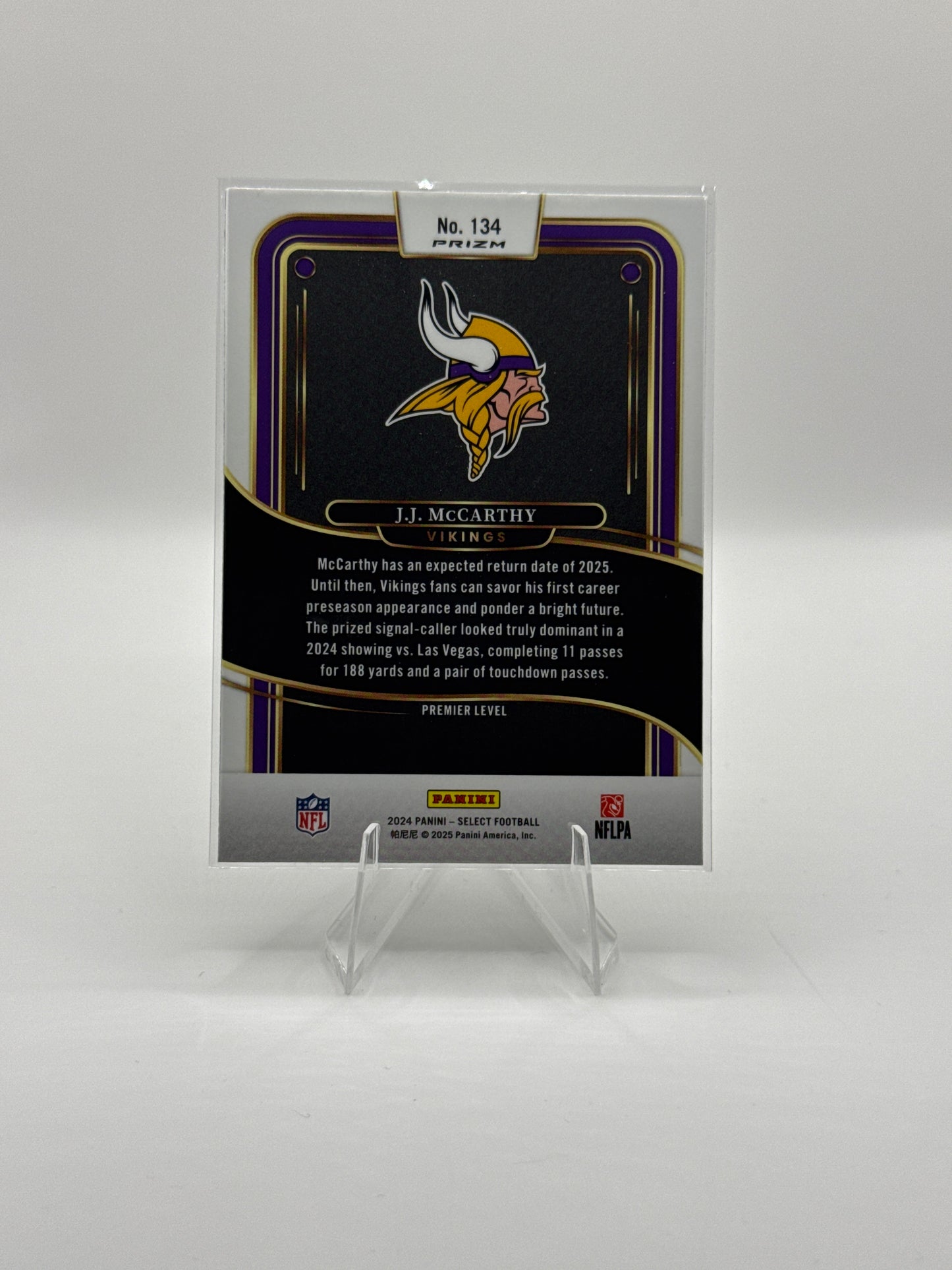 J.J. McCarthy (Rookie) #134 Green Black Prizm Shock Premier Level