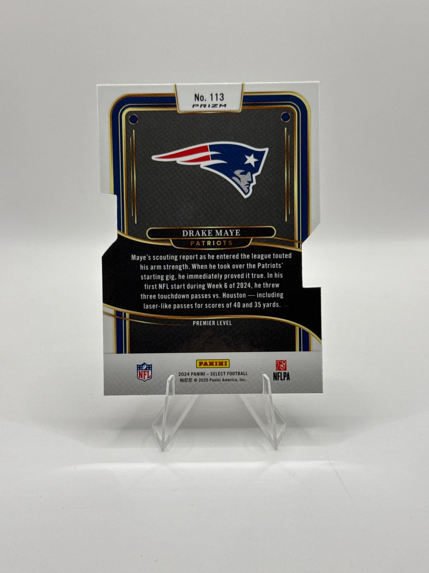 Drake Maye (Rookie) #113 Silver Prizm Die-Cut Premier Level