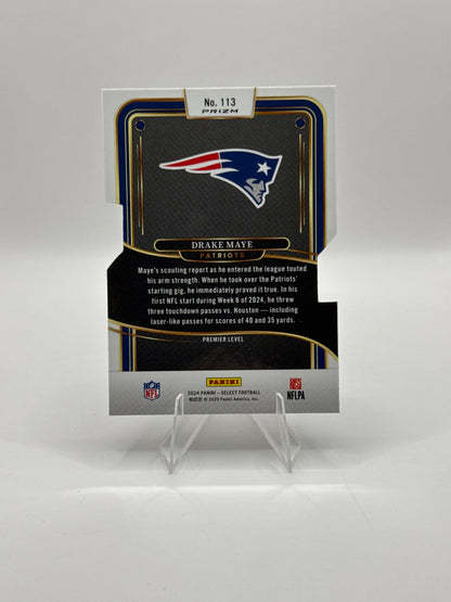 Drake Maye (Rookie) #113 Silver Prizm Die-Cut Premier Level
