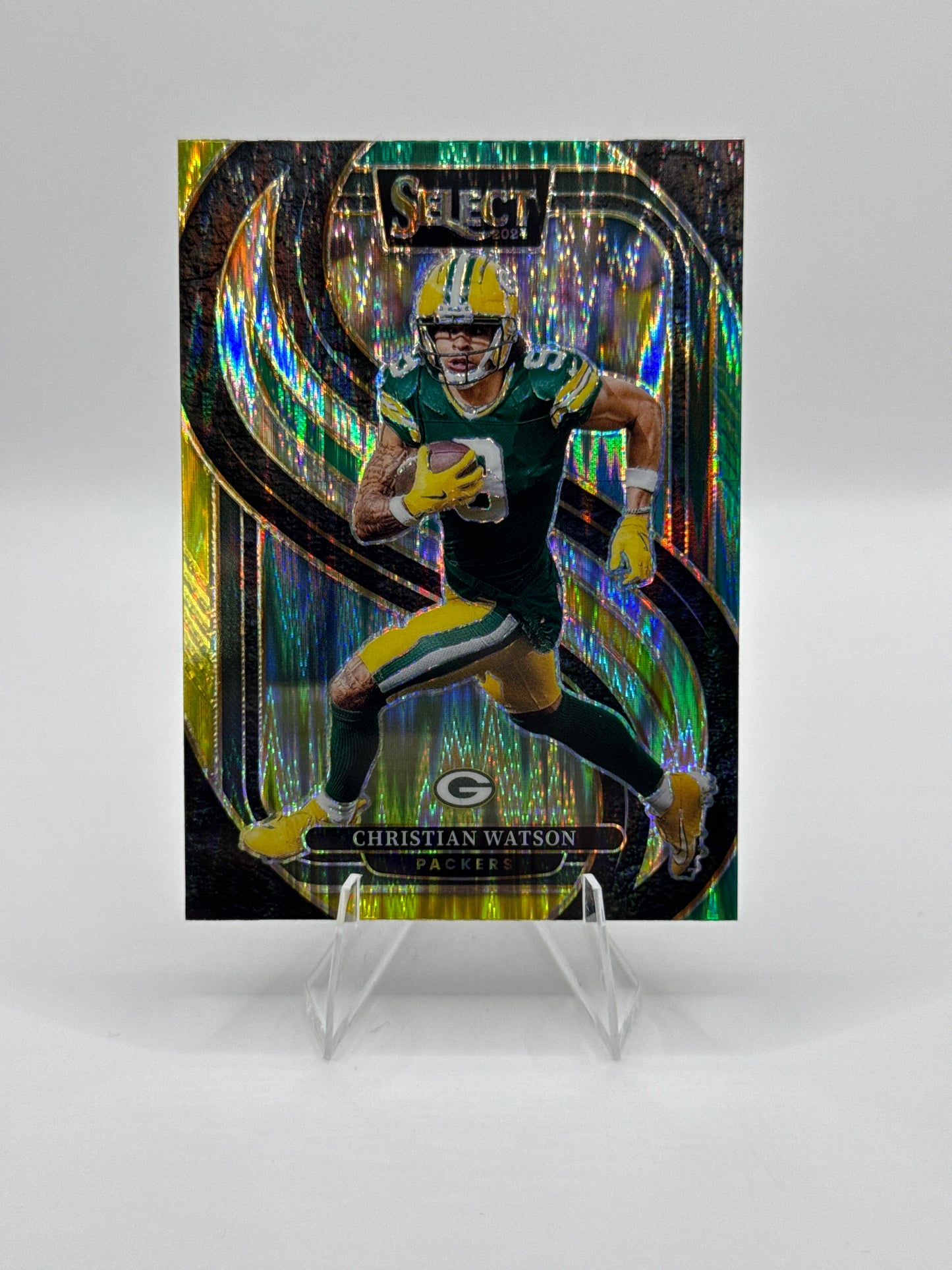 Christian Watson #138 Green Yellow Prizm Shock Premier Level - Color Match!