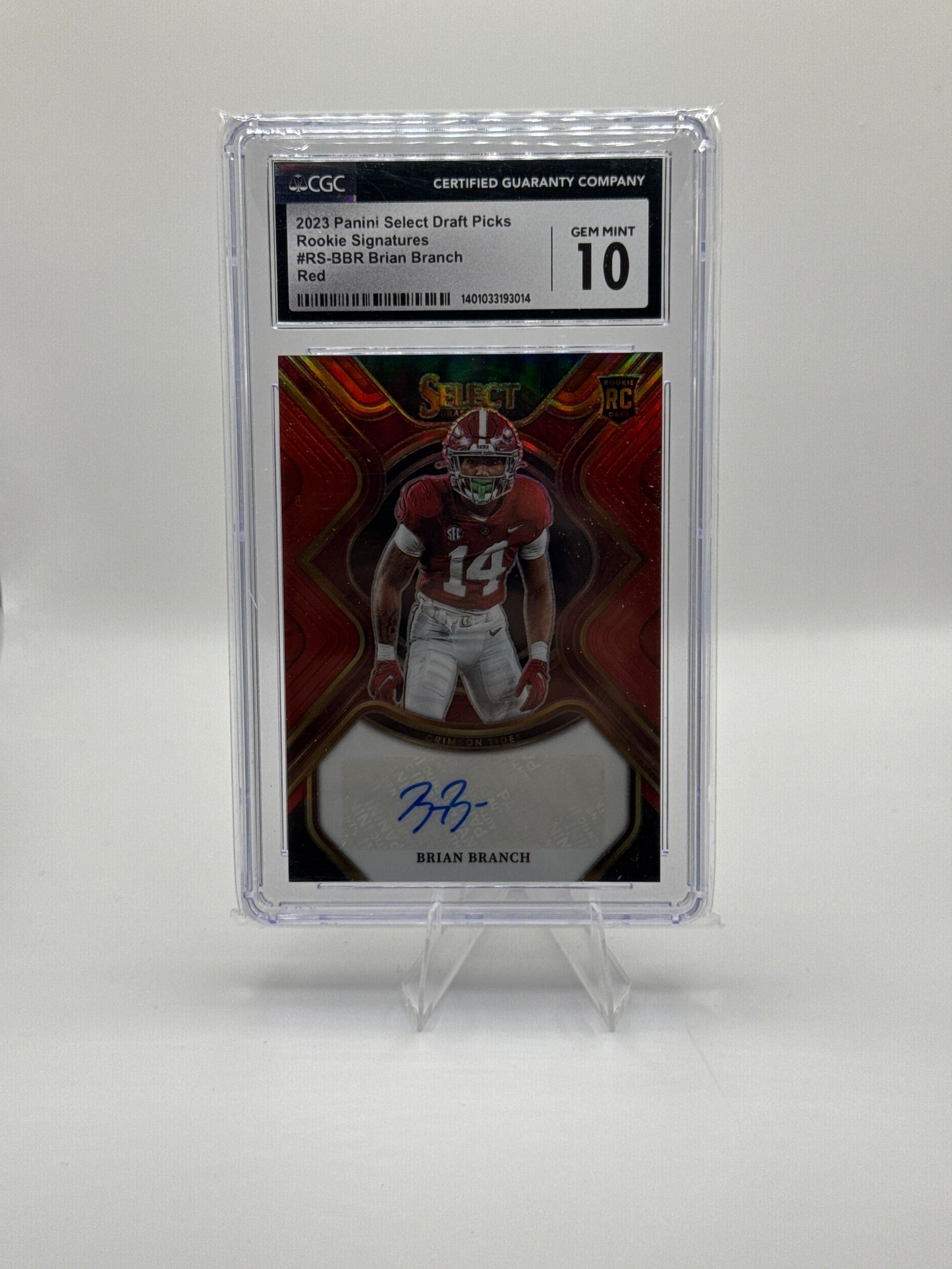 Brian Branch (Rookie) #RS-BBR Red 2023 Panini - Select Draft Picks CGC Gem Mint 10!