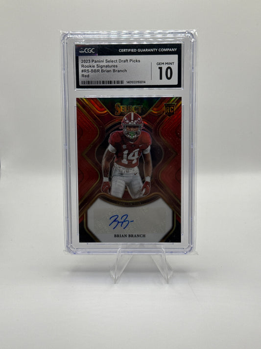 Brian Branch (Rookie) #RS-BBR Red 2023 Panini - Select Draft Picks CGC Gem Mint 10!