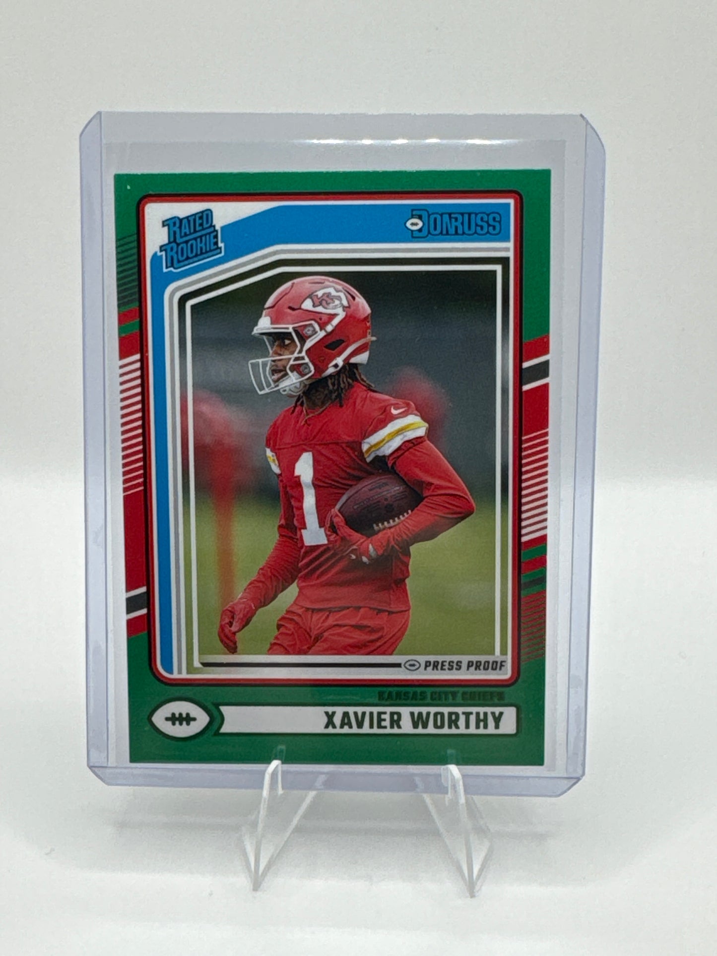 Xavier Worthy Rated Rookie #398 Green Press Proof
