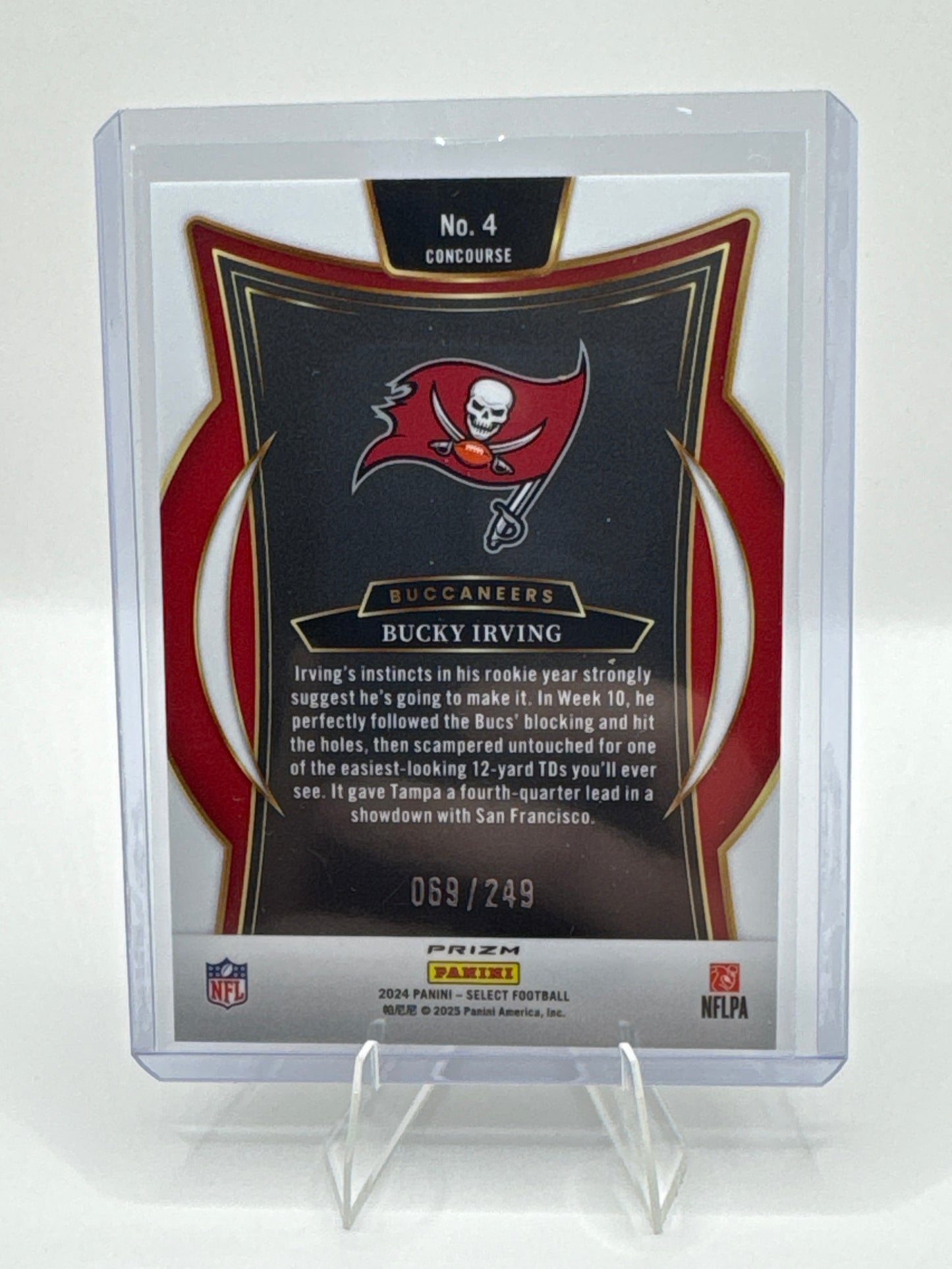 Bucky Irving (Rookie) #4 Blue Prizm 069/249 Concourse Level