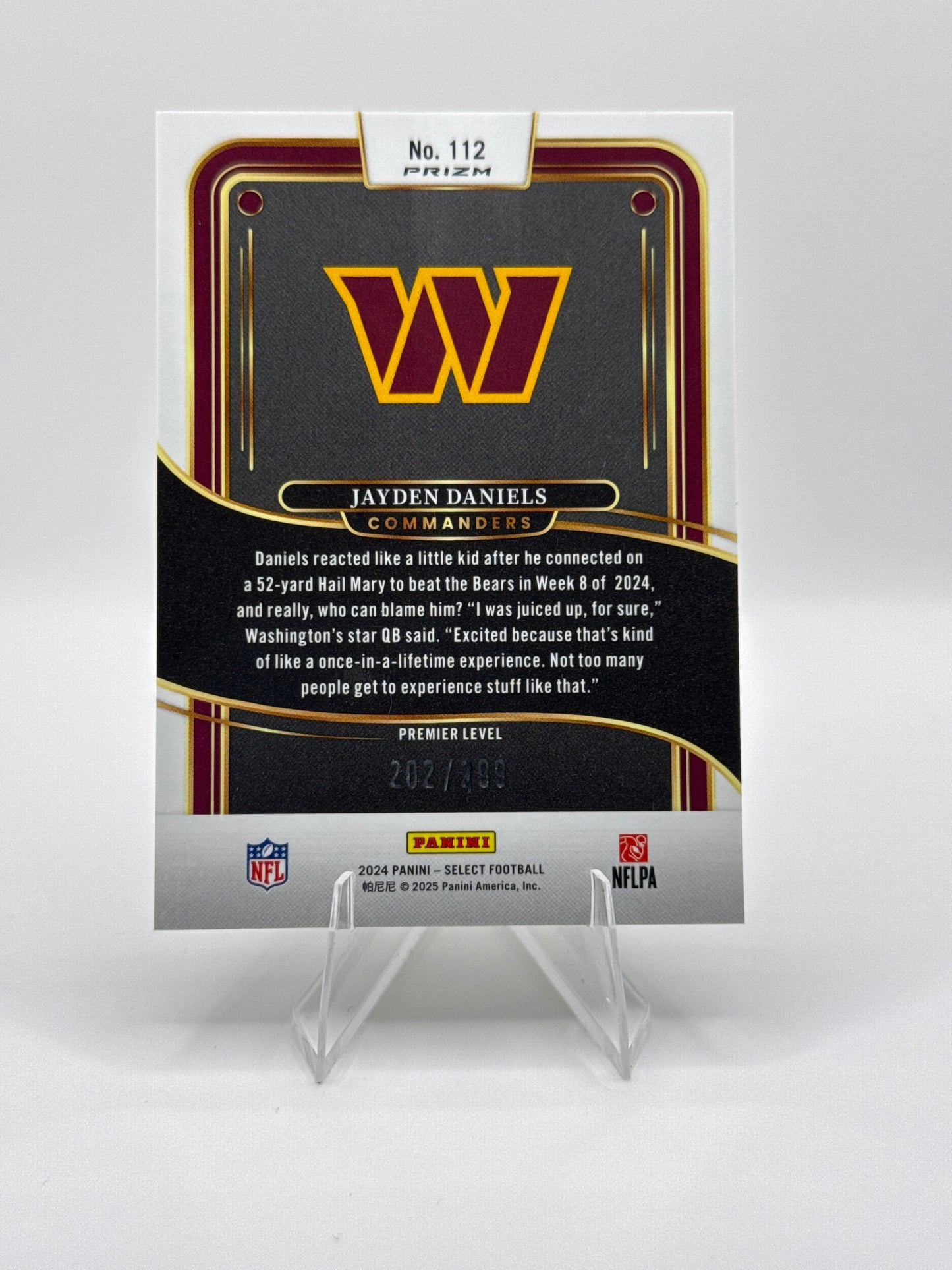 Jayden Daniels (Rookie) #112 Copper Shock Premier Level /299