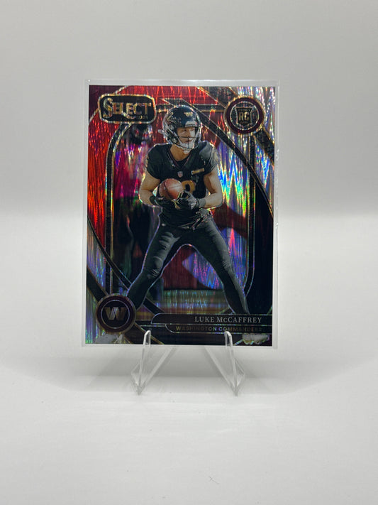 Luke McCaffrey (Rookie) #279 Red Black Prizm Shock Club Level