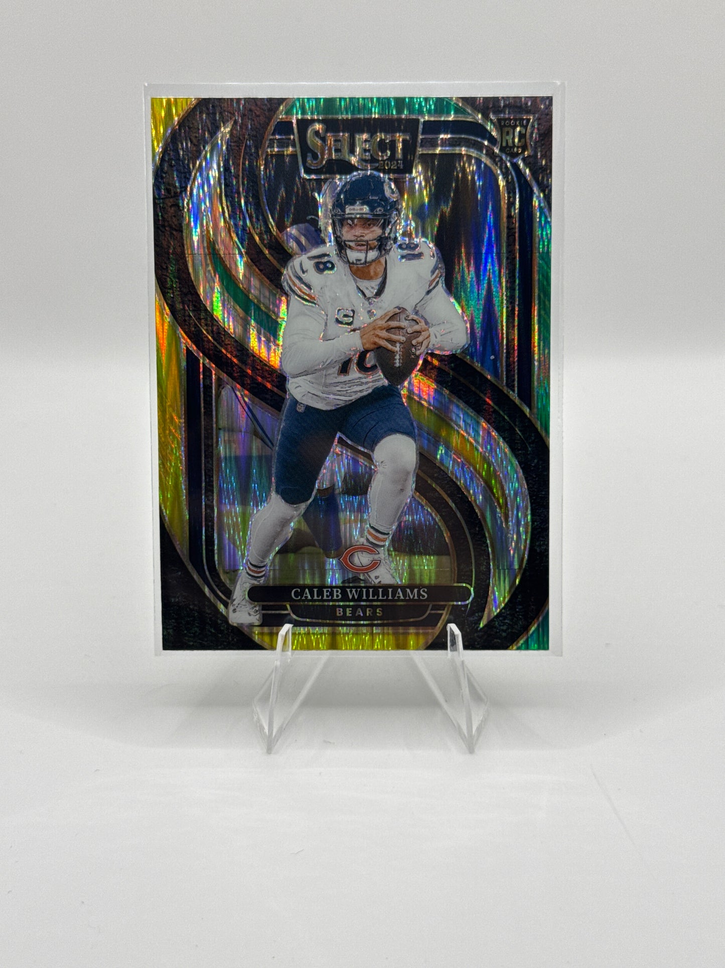 Caleb Williams (Rookie) #114 Green Yellow Prizm Shock Premier Level 2024 Panini - Select Football