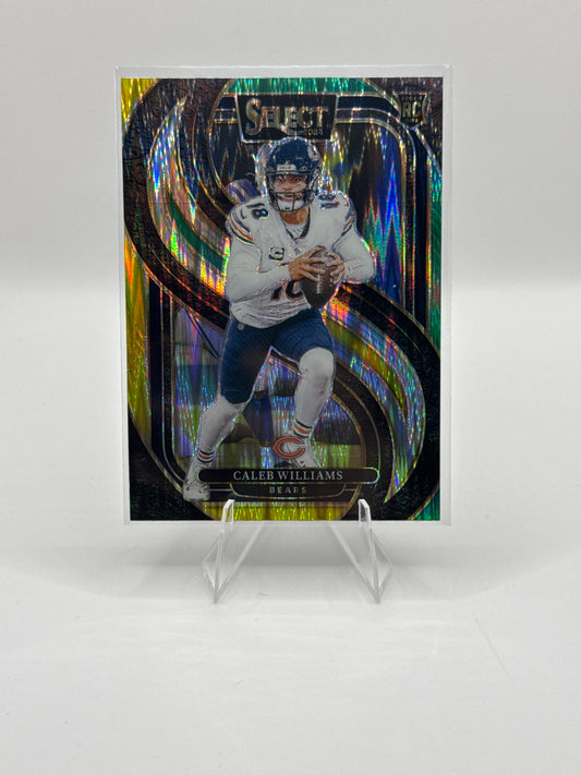 Caleb Williams (Rookie) #114 Green Yellow Prizm Shock Premier Level 2024 Panini - Select Football