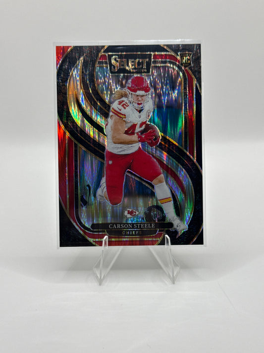 Carson Steele (Rookie) #142 Red Black Prizm Shock Premier Level - Color Match!