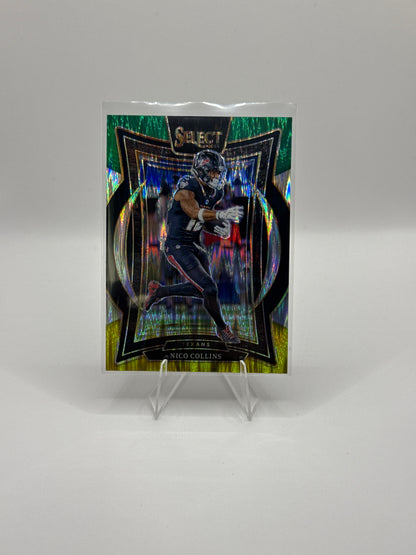 Nico Collins #86 Green Yellow Prizm Shock Concourse Level 2024 Panini - Select Football