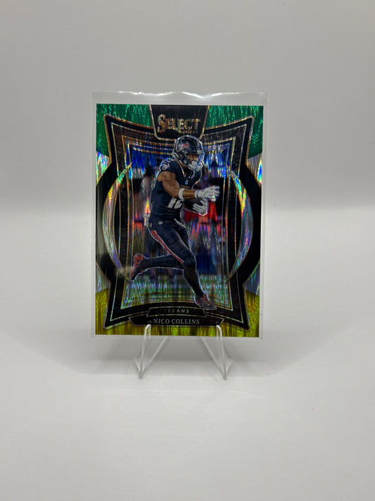 Nico Collins #86 Green Yellow Prizm Shock Concourse Level 2024 Panini - Select Football