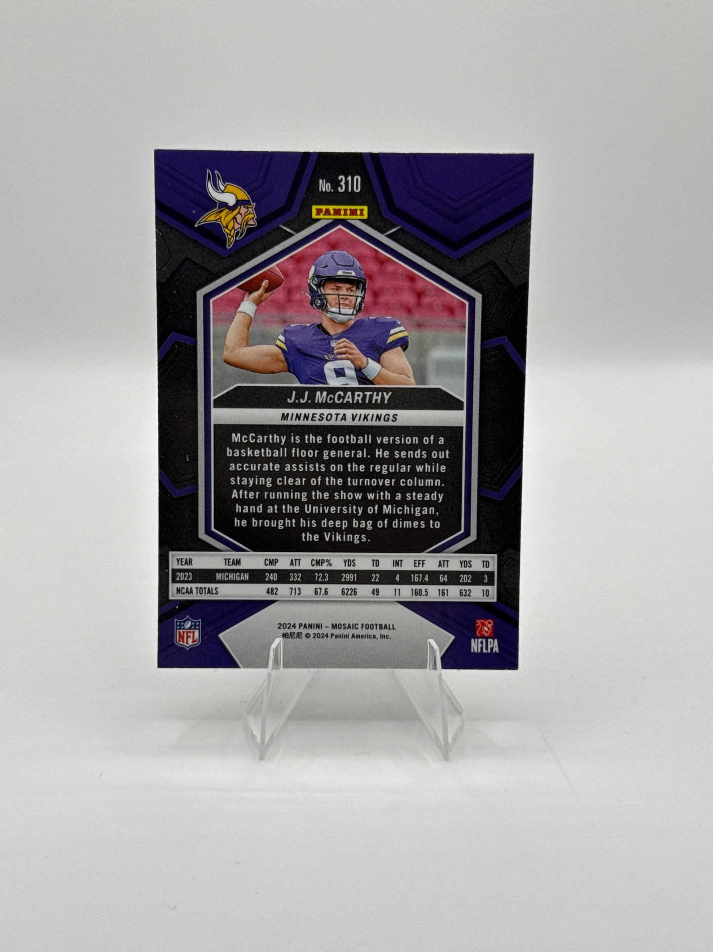 J.J. McCarthy (Rookie) #310 2024 Panini - Mosaic Football