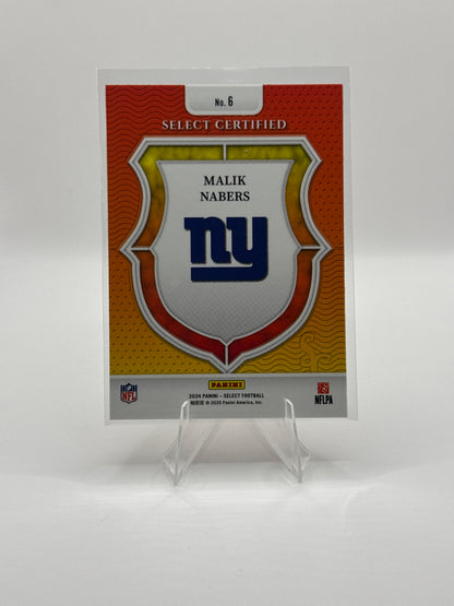 Malik Nabers #6 Select Certified 2024 Panini - Select Football