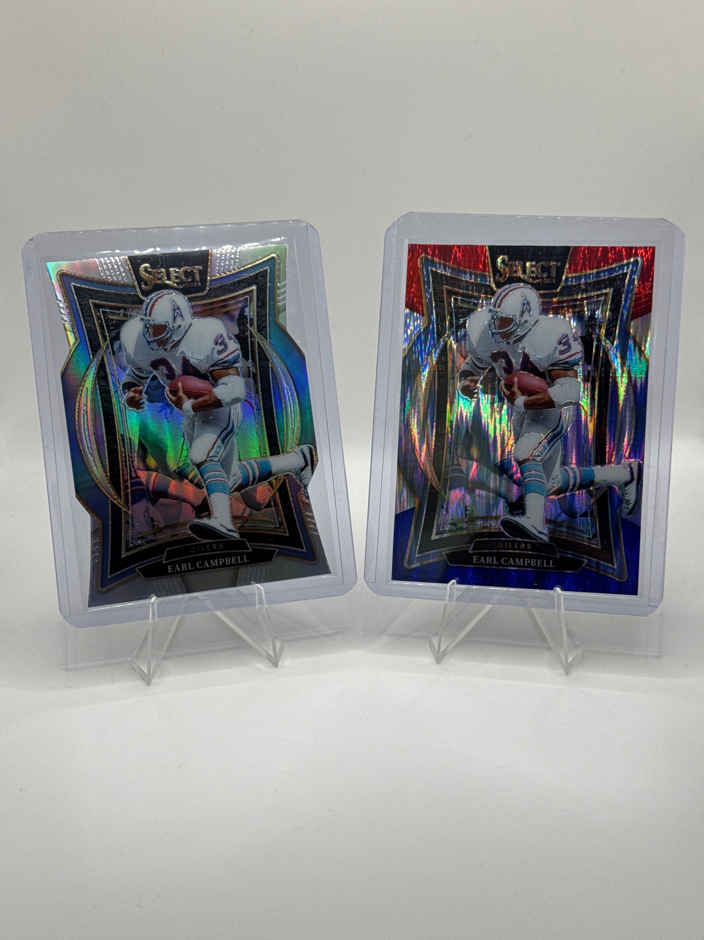 Earl Campbell #54 Concourse Level Silver Prizm Die-Cut and Red Blue Prizm Shock