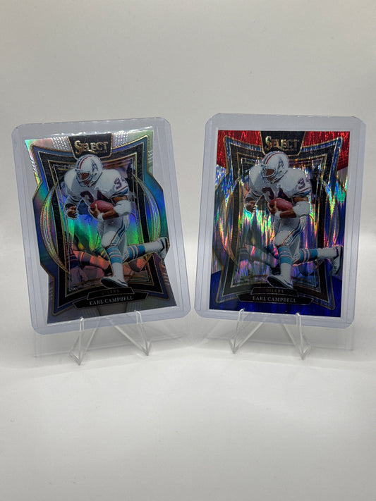 Earl Campbell #54 Concourse Level Silver Prizm Die-Cut and Red Blue Prizm Shock
