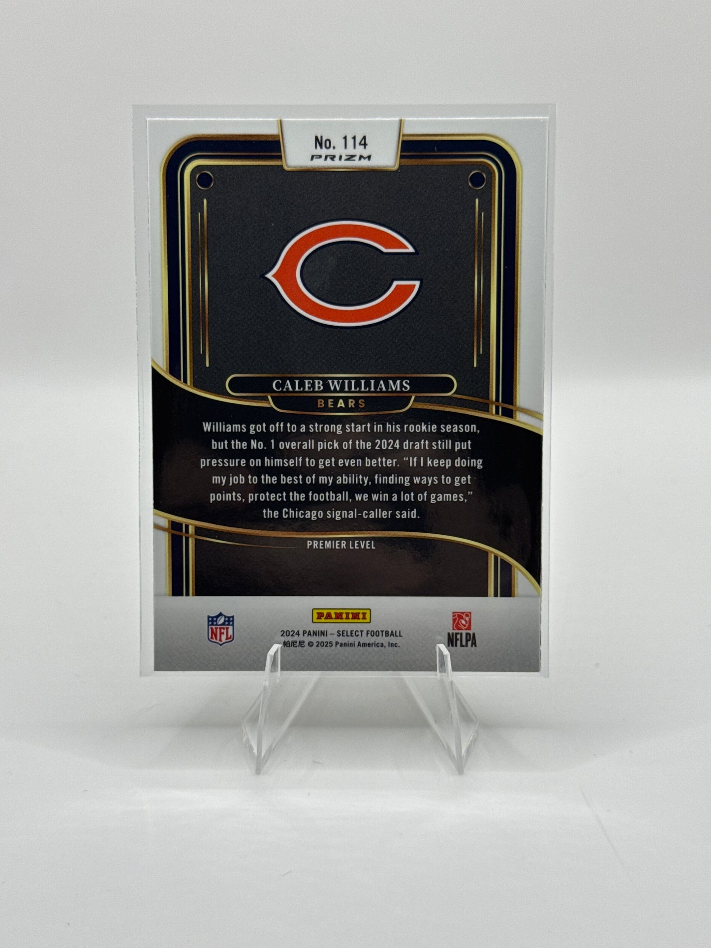 Caleb Williams (Rookie) #114 Green Yellow Prizm Shock Premier Level 2024 Panini - Select Football