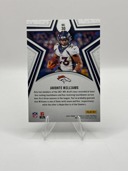 Javonte Williams #30 Orange 184/249 2024 Panini - Rookies and Stars