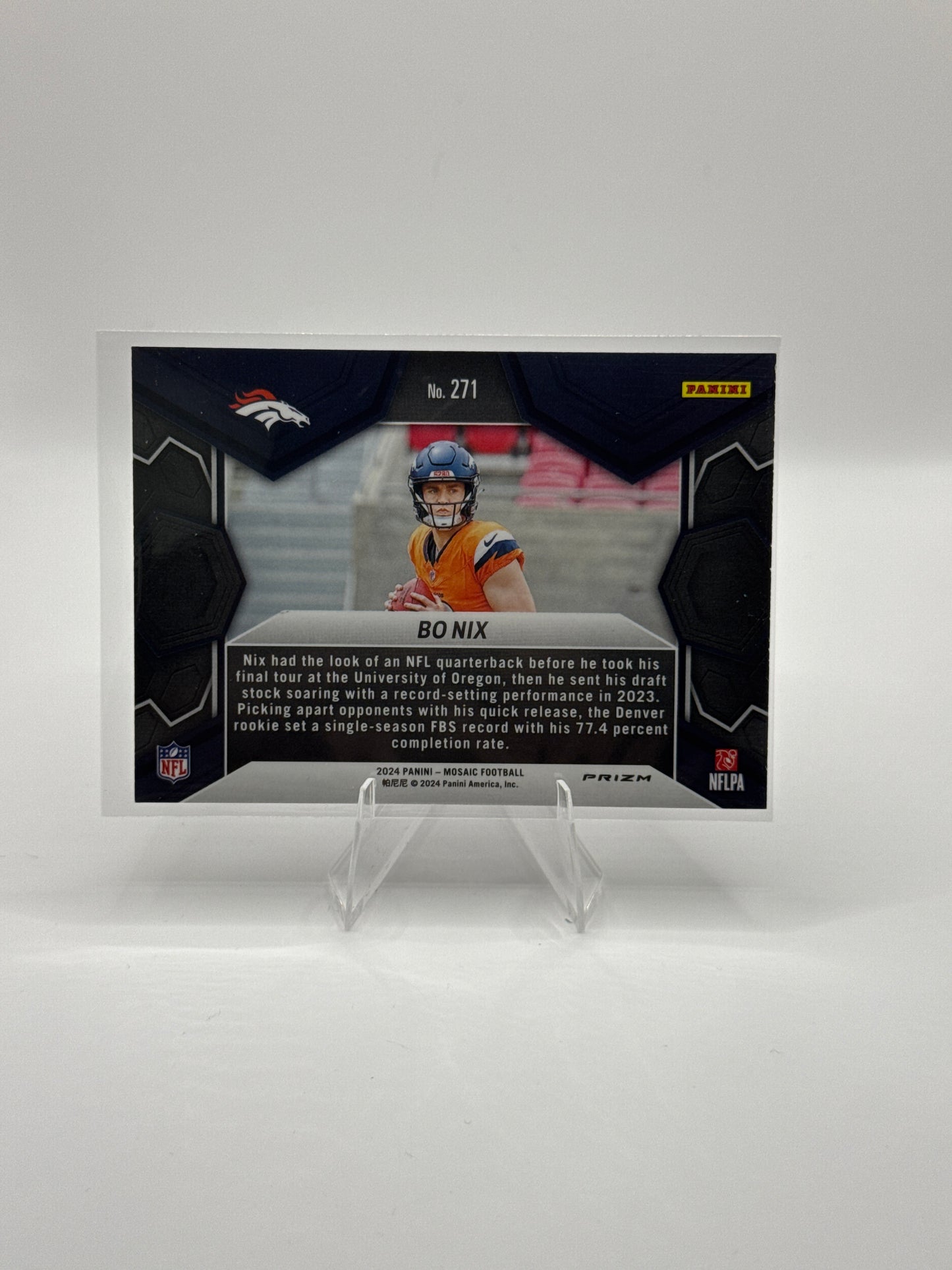 Bo Nix #271 Silver NFL Debut 2024 Panini - Mosaic Football