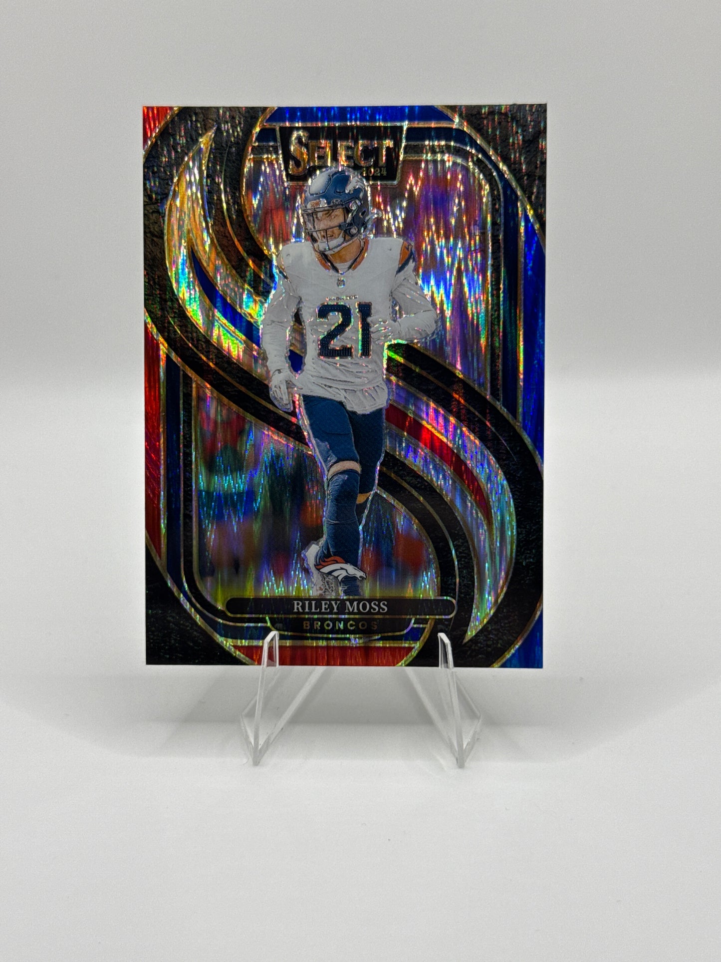 Riley Moss #190 Red Blue Prizm Shock Premier Level 2024 Panini - Select Football