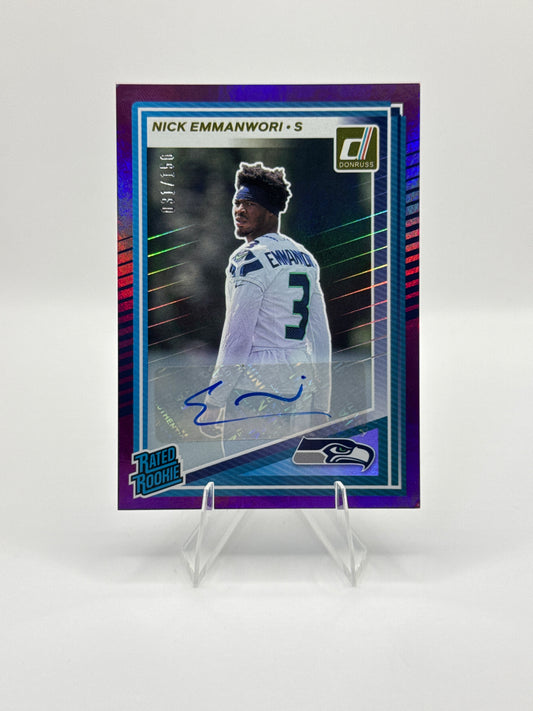 Nick Emmanwori Rated Rookie #348 Purple Autograph 031/150 2025 Panini - Donruss Football