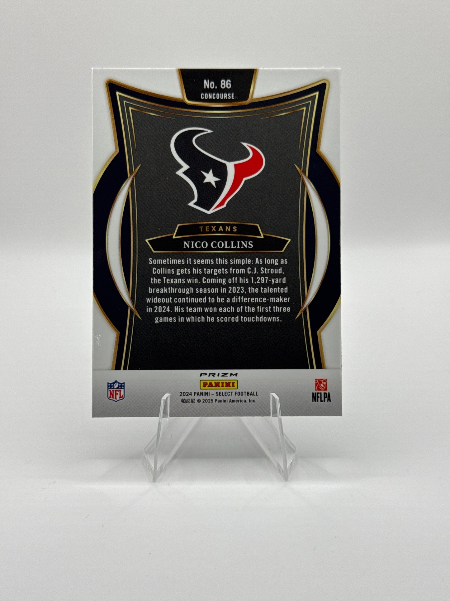Nico Collins #86 Red Blue Prizm Shock Concourse Level 2024 Panini - Select Football