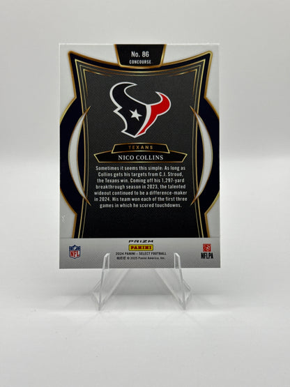 Nico Collins #86 Red Blue Prizm Shock Concourse Level 2024 Panini - Select Football
