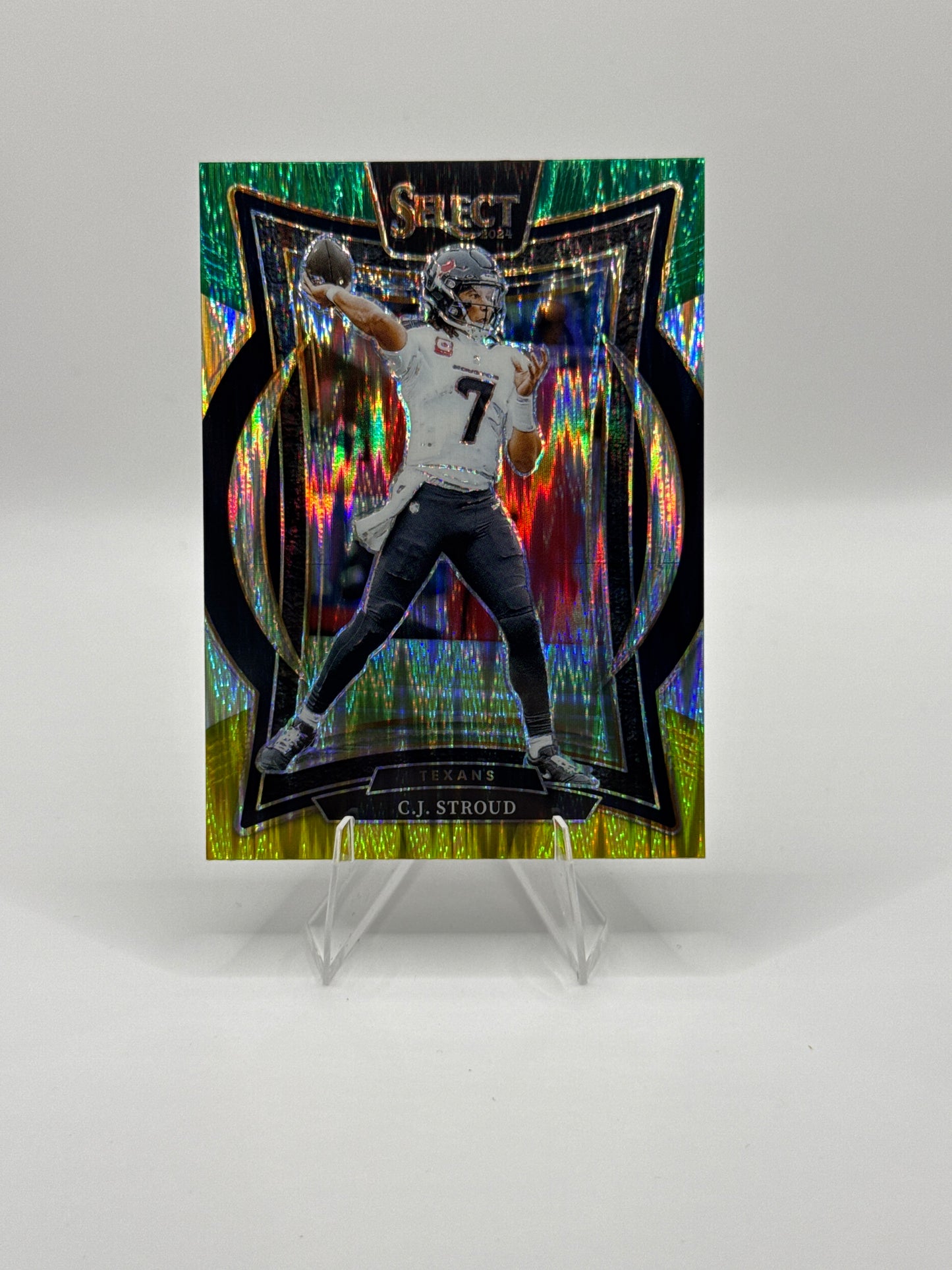 C.J. Stroud #42 Green Yellow Prizm Shock Concourse Level 2024 Panini - Select Football