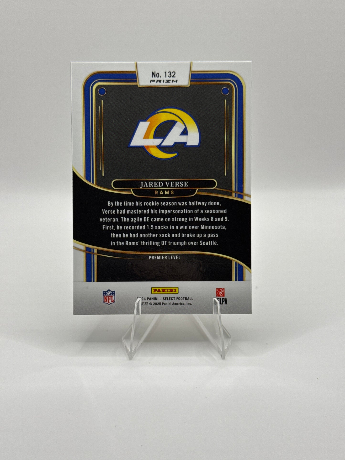 Jared Verse (Rookie) #132 Green Red Prizm Shock Premier Level 2024 Panini - Select Football