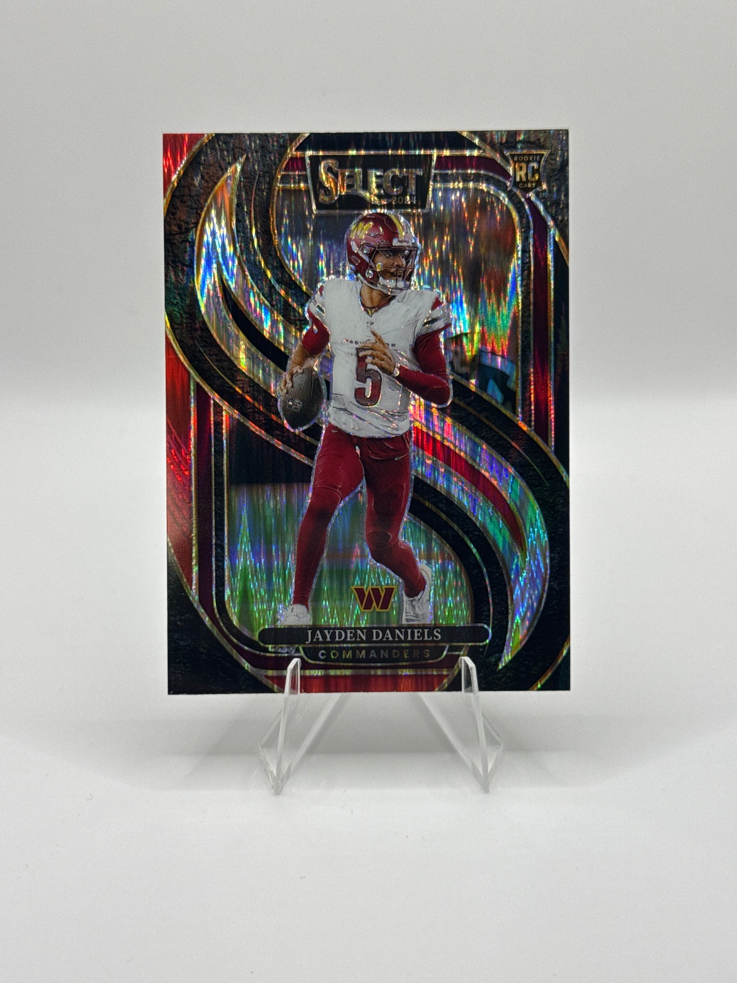 Jayden Daniels (Rookie) #112 Red Black Prizm Shock Premier Level