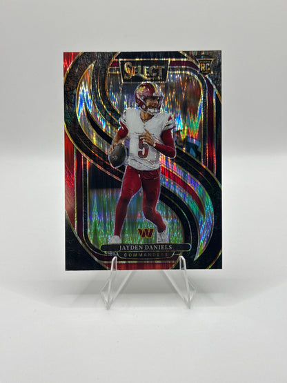 Jayden Daniels (Rookie) #112 Red Black Prizm Shock Premier Level