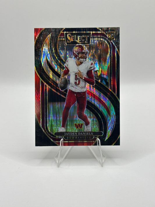 Jayden Daniels (Rookie) #112 Red Black Prizm Shock Premier Level