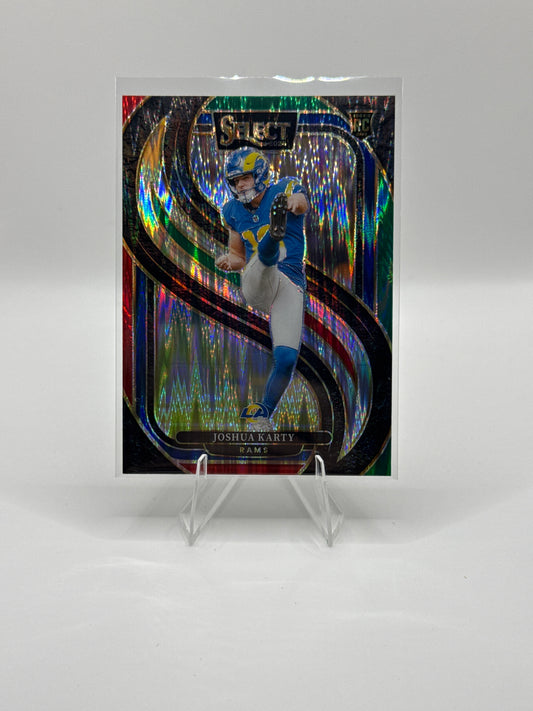 Joshua Karty (Rookie) #164 Green Red Prizm Shock Premier Level 2024 Panini - Select Football