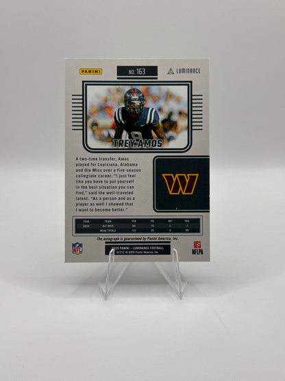 Trey Amos (Rookie) #163 Silver Auto 535/700 2025 Panini - Luminance Football