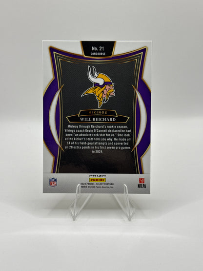 Will Reichard (Rookie) #21 Green Yellow Prizm Shock Concourse Level 2024 Panini - Select Football