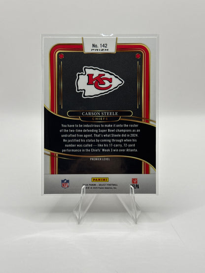 Carson Steele (Rookie) #142 Red Black Prizm Shock Premier Level - Color Match!