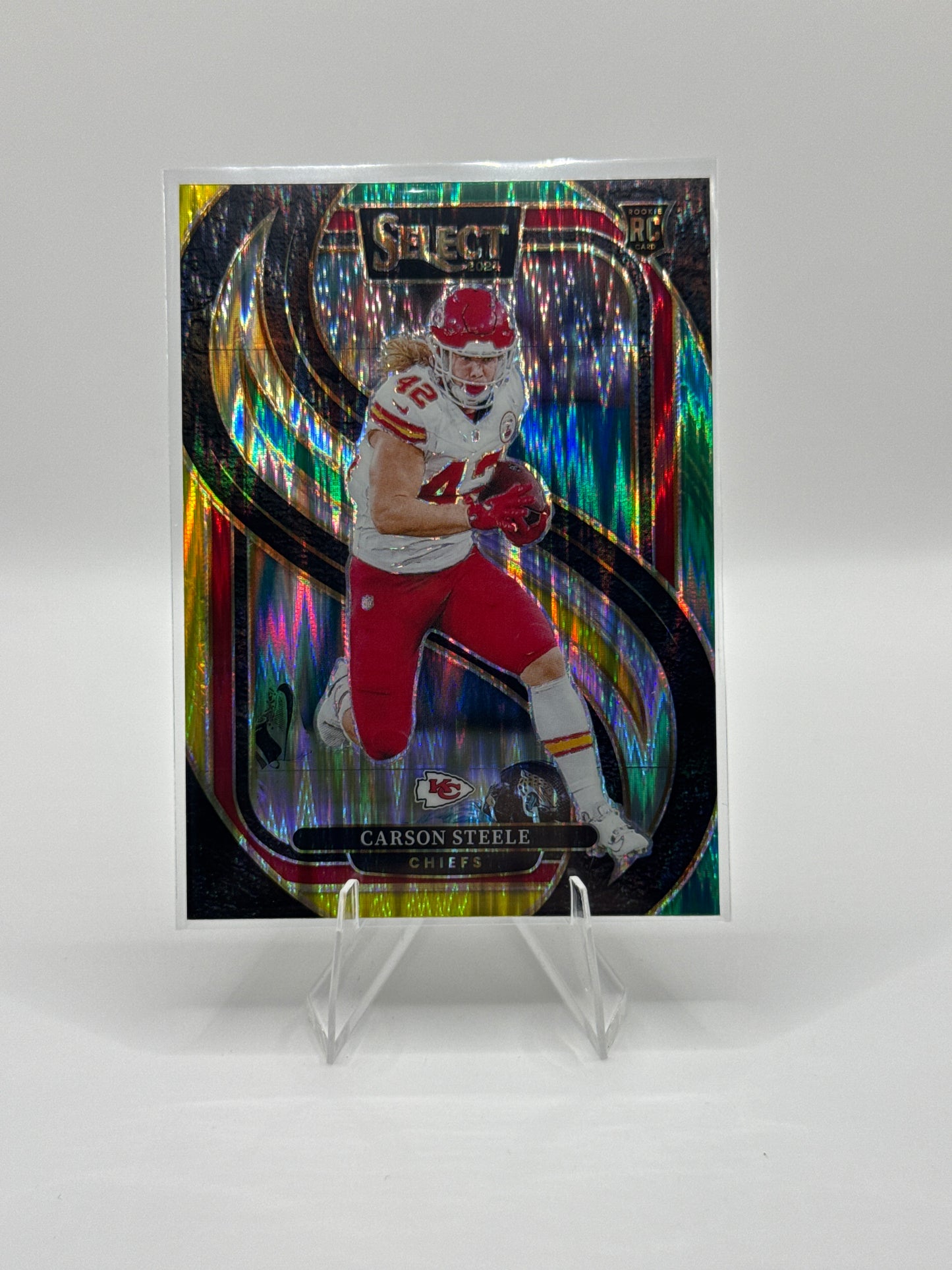 Carson Steele (Rookie) #142 Green Yellow Prizm Shock Premier Level