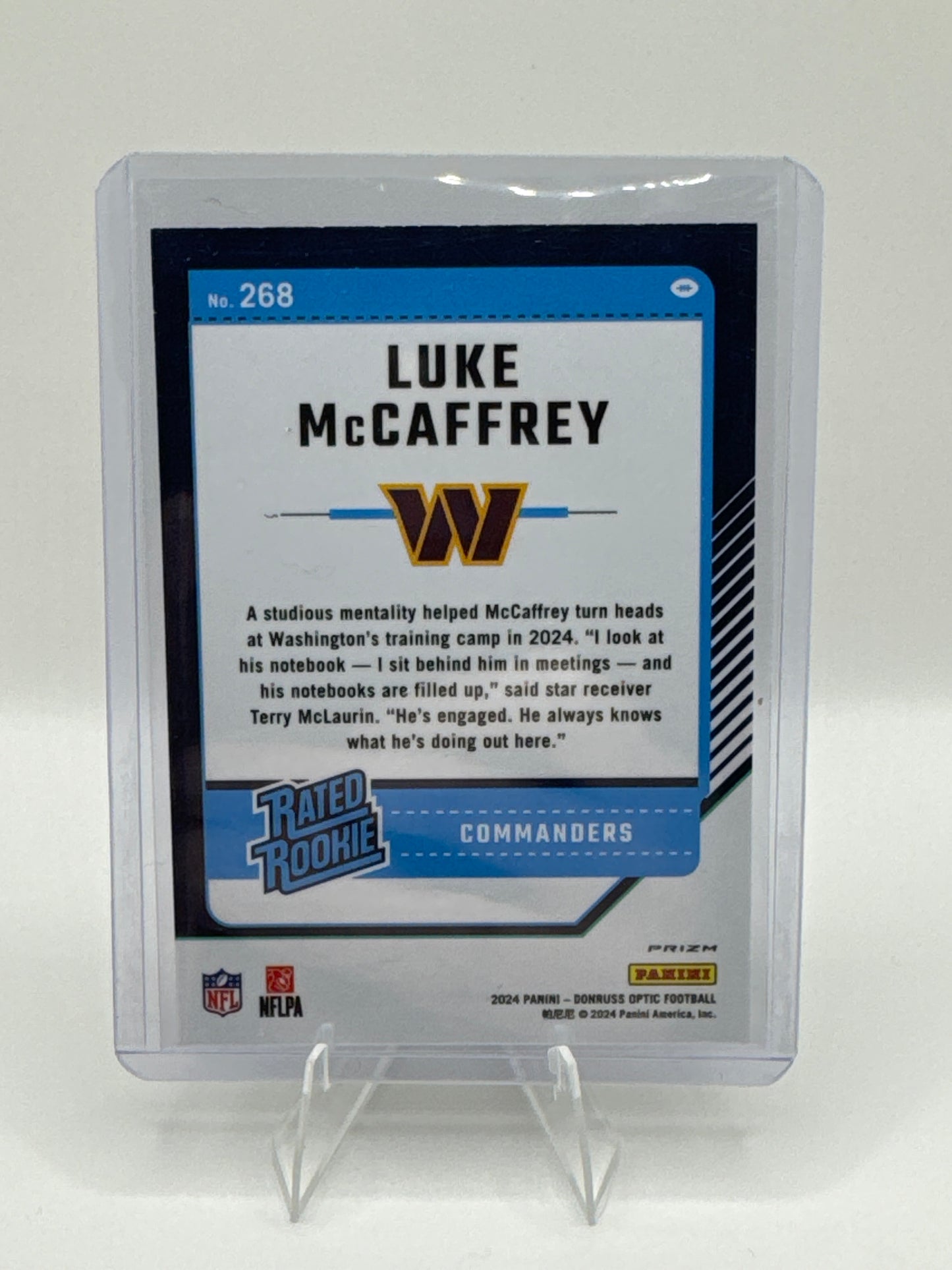 Luke McCaffrey Rated Rookie #268 Purple Shock