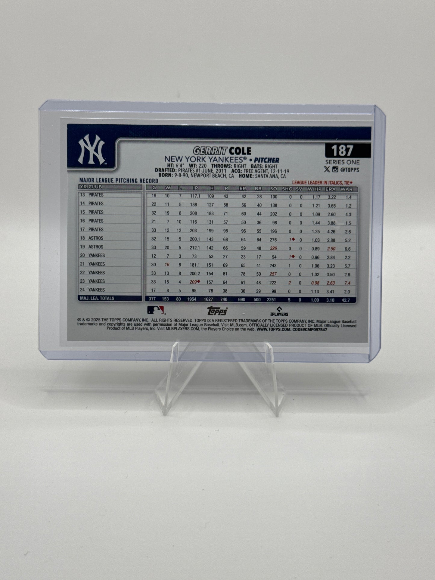 Gerrit Cole #187 Confetti