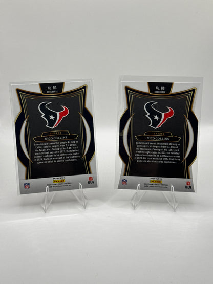 Nico Collins #86 Concourse Level Silver Prizm Die-Cut and Red Black Prizm Shock