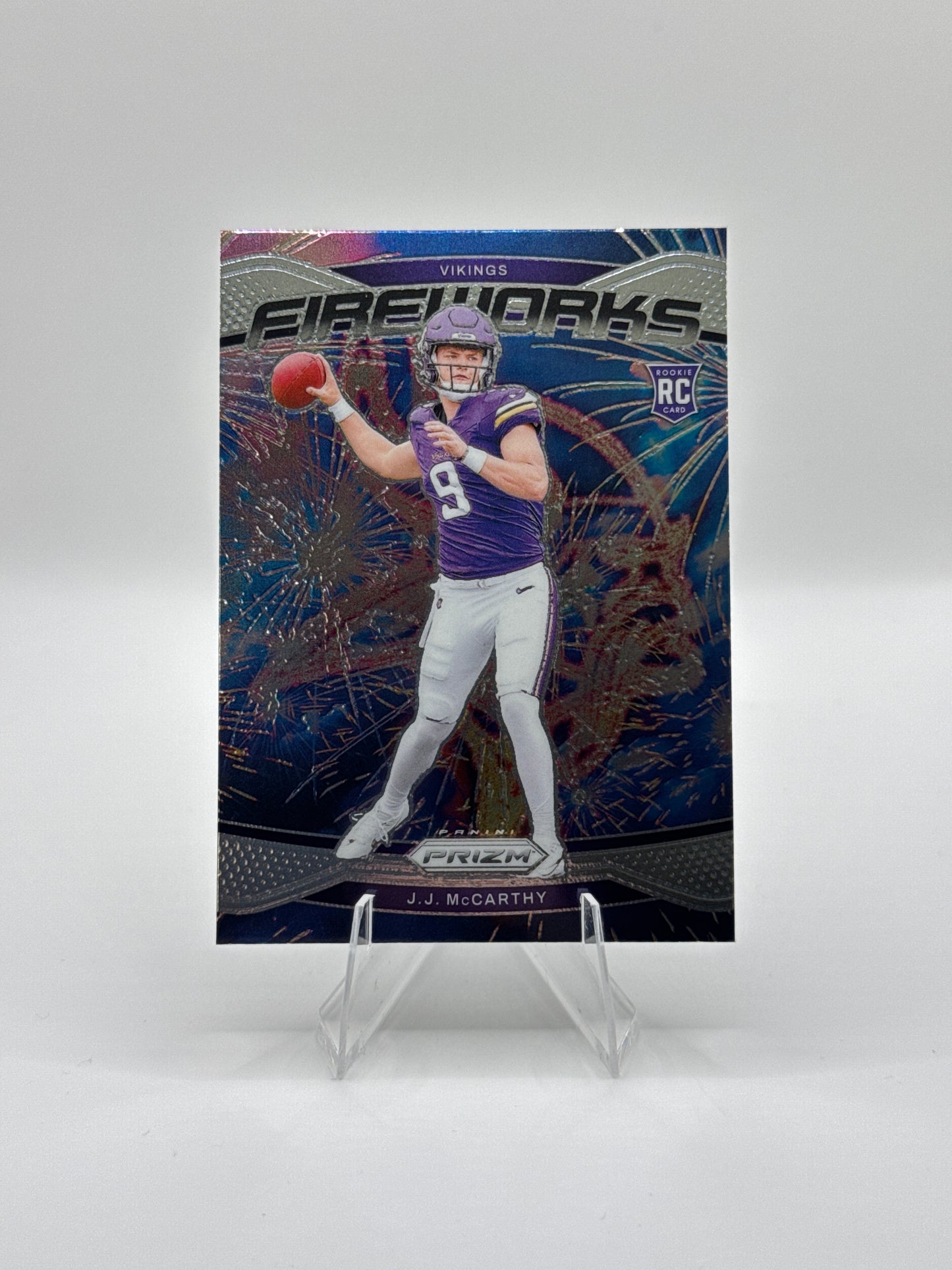J.J. McCarthy (Rookie) #18 Fireworks 2024 Panini - Prizm Football