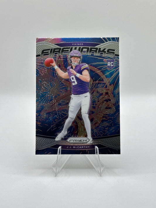 J.J. McCarthy (Rookie) #18 Fireworks 2024 Panini - Prizm Football