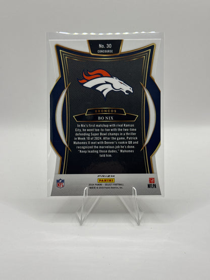 Bo Nix #30 Silver Prizm Die-Cut Concourse Level 2024 Panini - Select Football