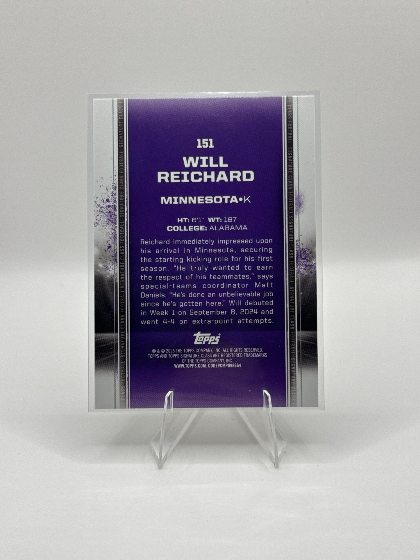 Will Reichard (Rookie) #151 Red Yellow 2025 Topps Signature Class