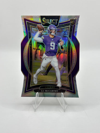 J.J. McCarthy (Rookie) #24 Silver Prizm Die-Cut Concourse Level 2024 Panini - Select Football