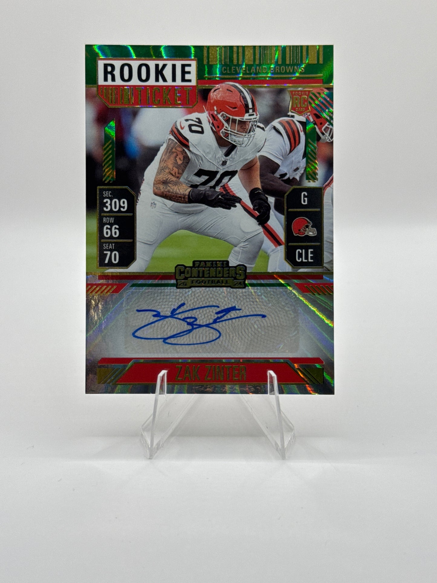 Zak Zinter (Rookie) #231 Green Rookie Ticket Autograph 2024 Panini - Contenders