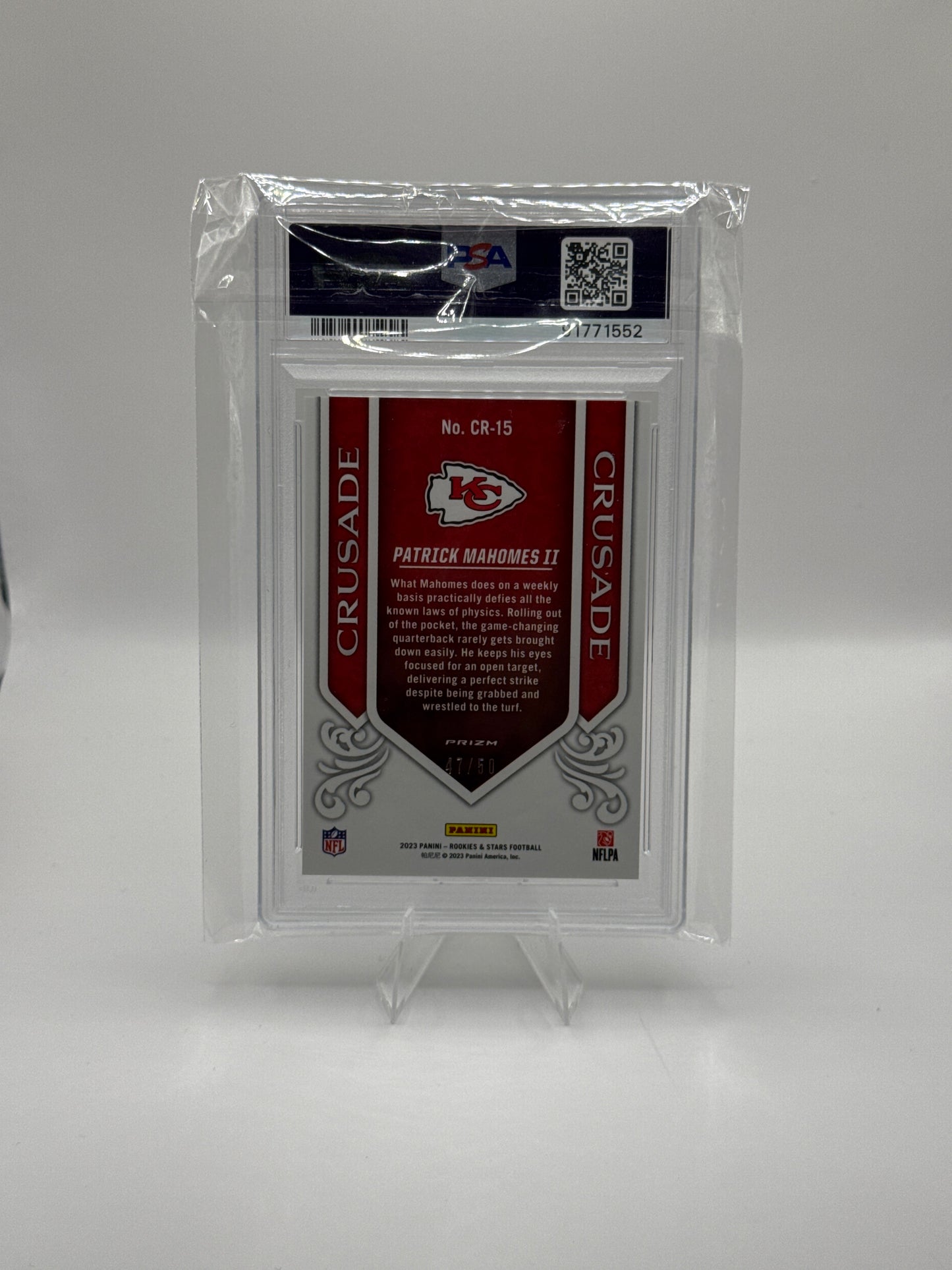 Patrick Mahomes #CR-15 Crusade - Blue 47/50 PSA Gem Mt 10!