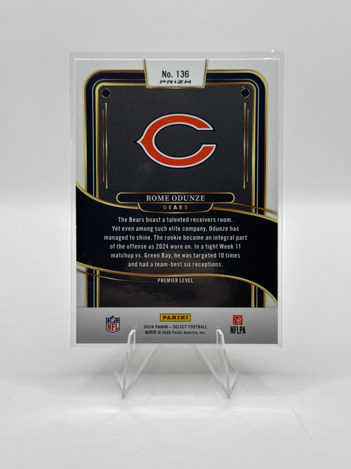 Rome Odunze (Rookie) #136 Red Black Prizm Shock Premier Level 2024 Panini - Select Football