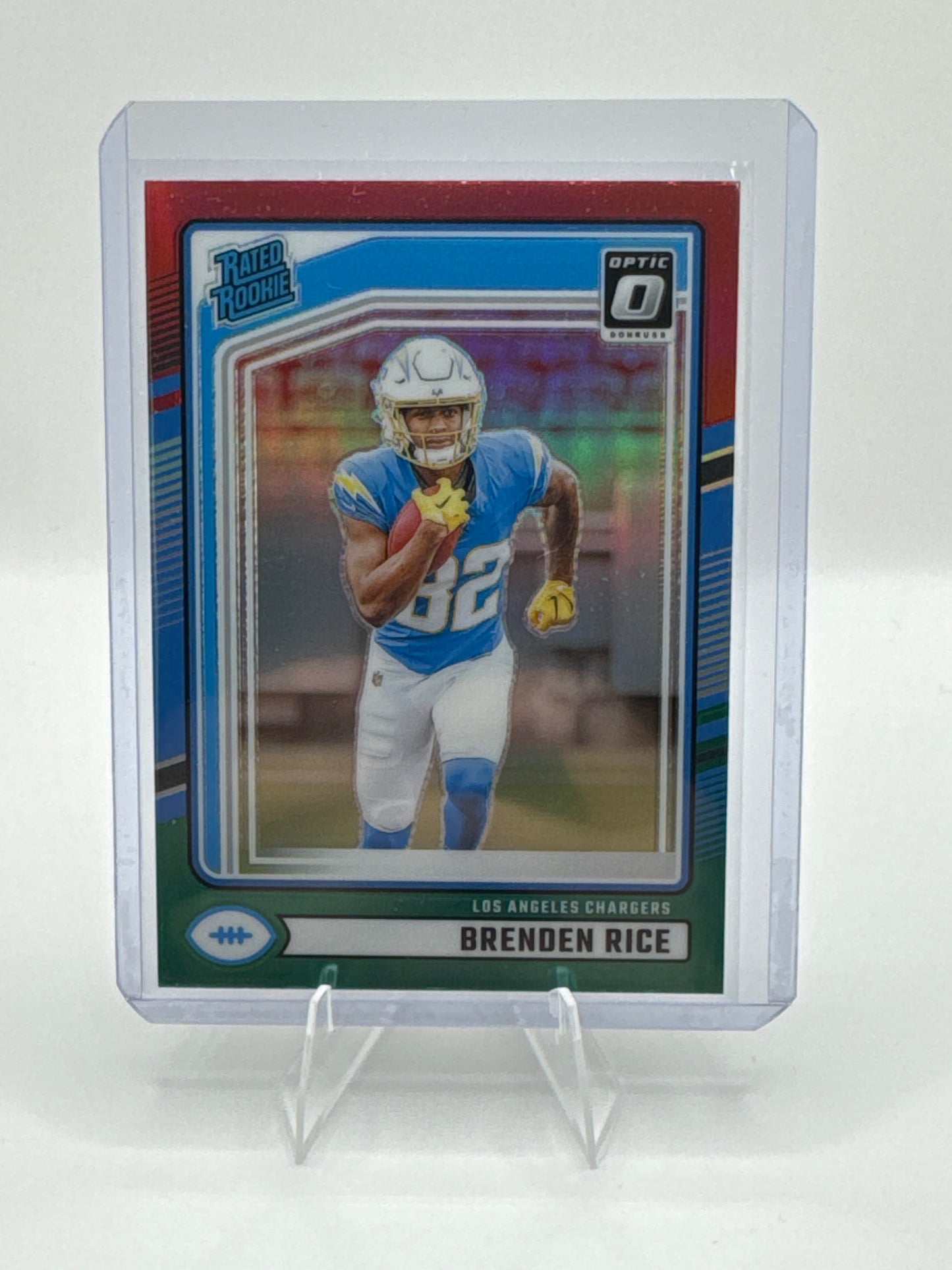 Brenden Rice Rated Rookie #382 Red Green Holo
